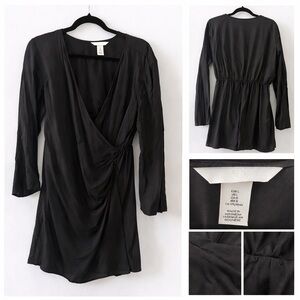 🐝 H&M Black Wrap Style Dress – Long Sleeve | Size L